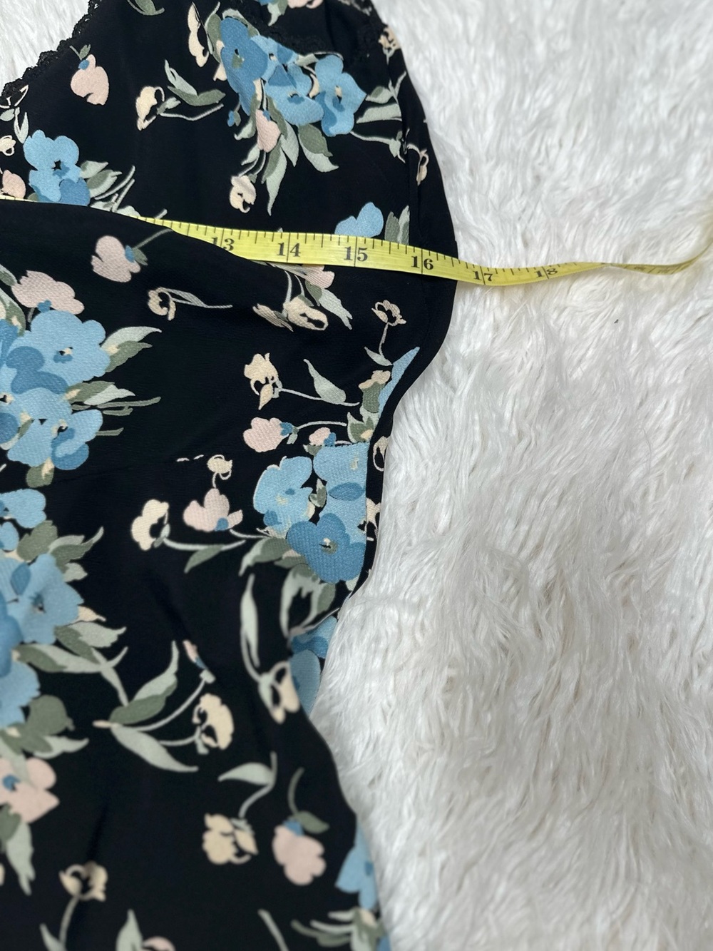 Betsey Johnson Black Slip Dress with Blue and Cream Floral Print - Picture 11 of 14